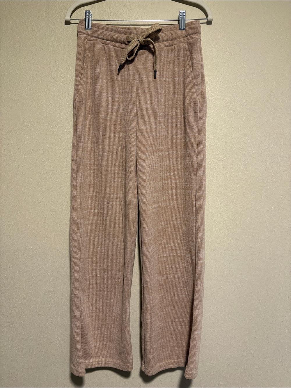 Seven for all Mankind Sweater Knit Cozy Wide Leg Pant Small Khaki Heather